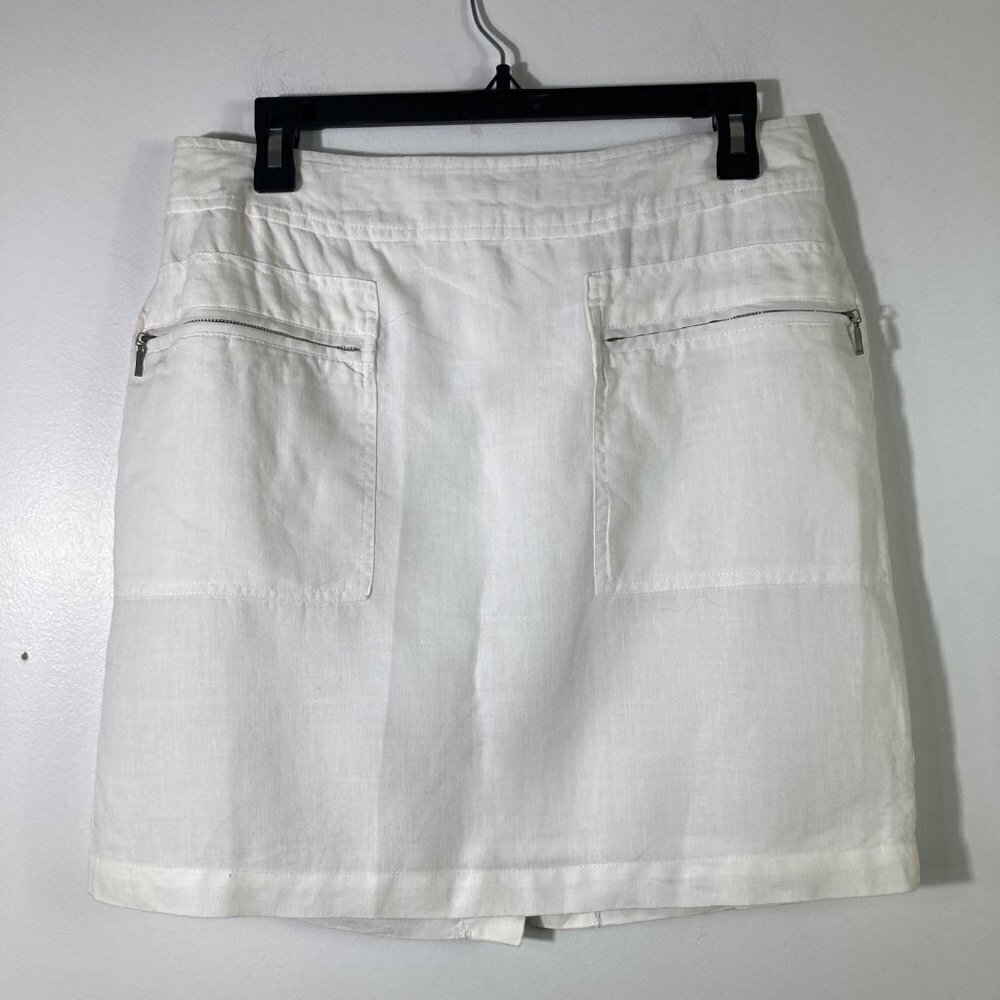 Womens Willi‎ Smith Lined Linen Skirt Back Zip Pockets White 6